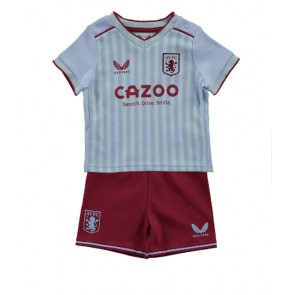Aston Villa babykläder Bortatröja barn 2022-23 Korta ärmar (+ Korta byxor)